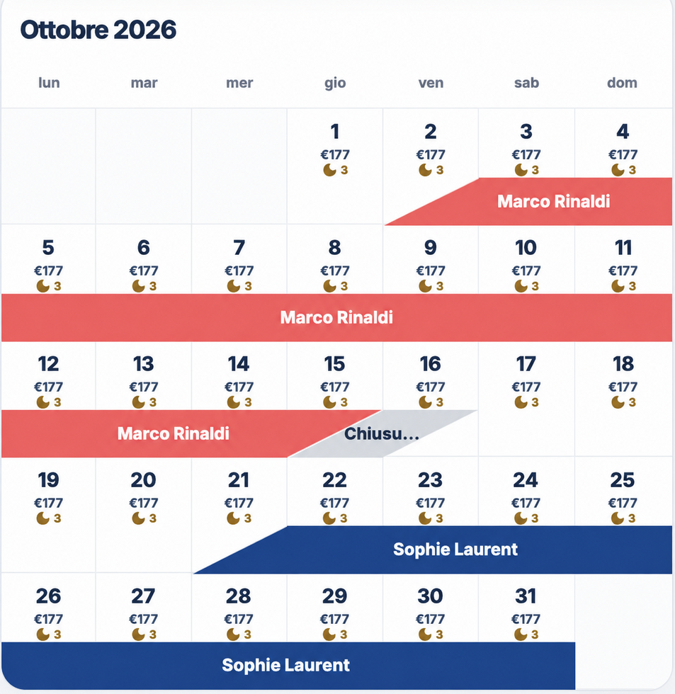 Calendario Heibooky con i nomi Marco Rinaldi e Sophie Laurent